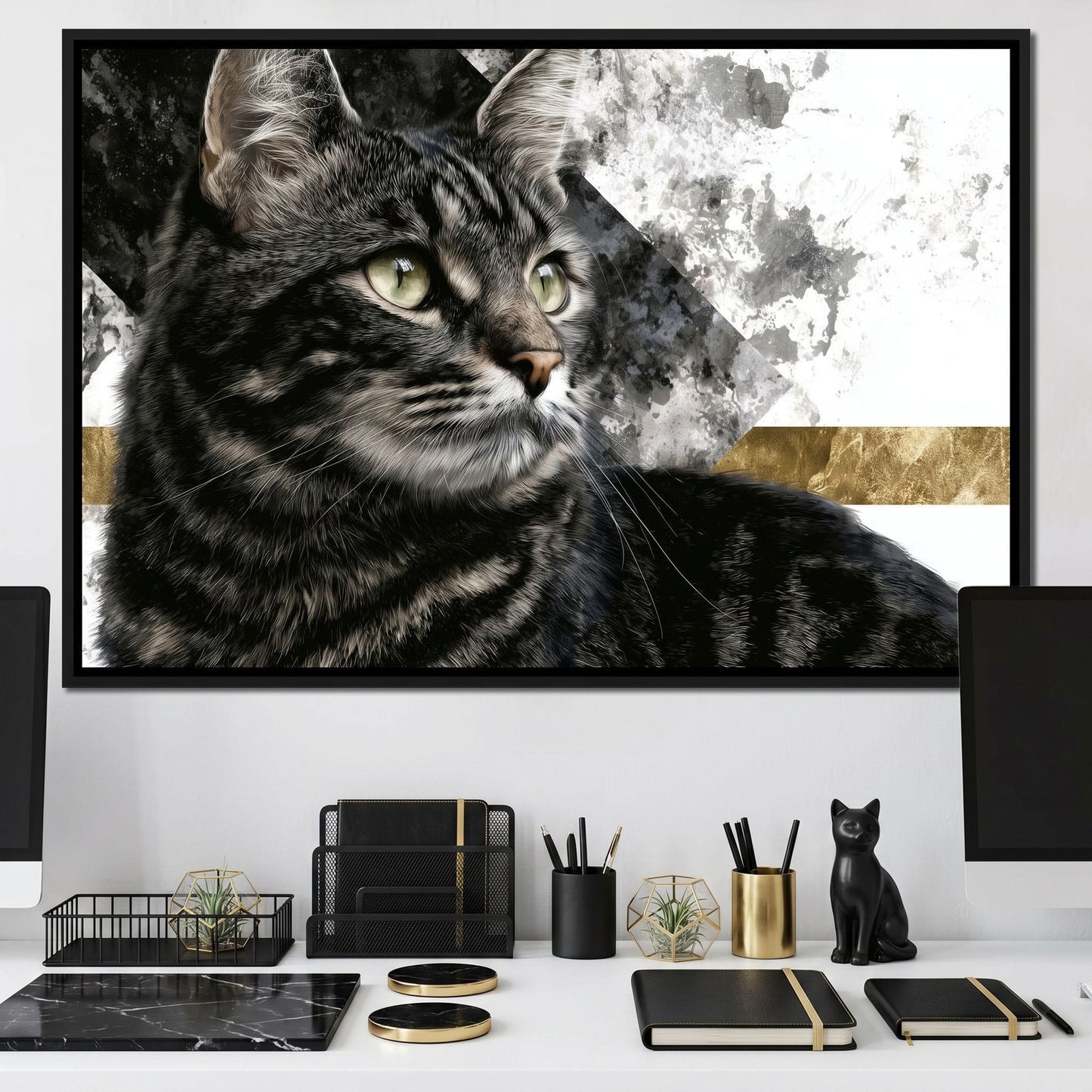 Golden Band Tabby Cat Portrait Canvas Wall Art
