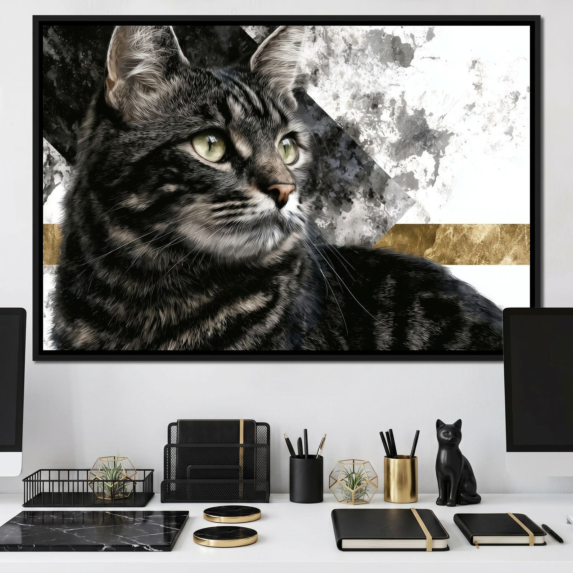 Golden Band Tabby Cat Portrait Canvas Wall Art