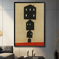 Minimalist Stacked Houses Abstract Canvas Art