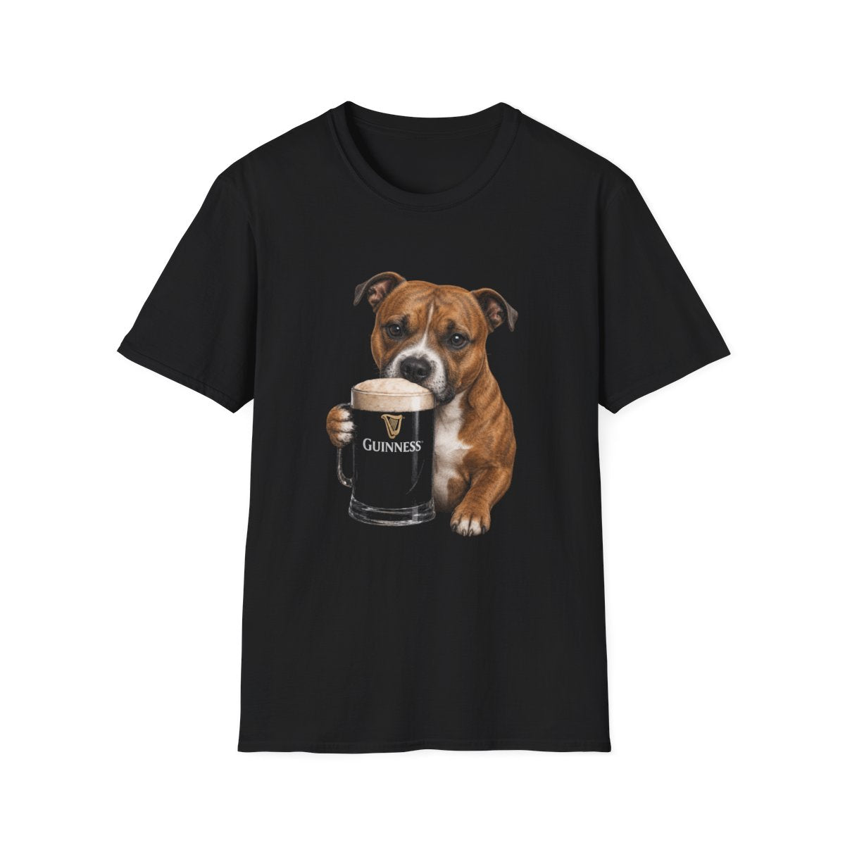 Staffordshire Bull Terrier With A Pint Tee