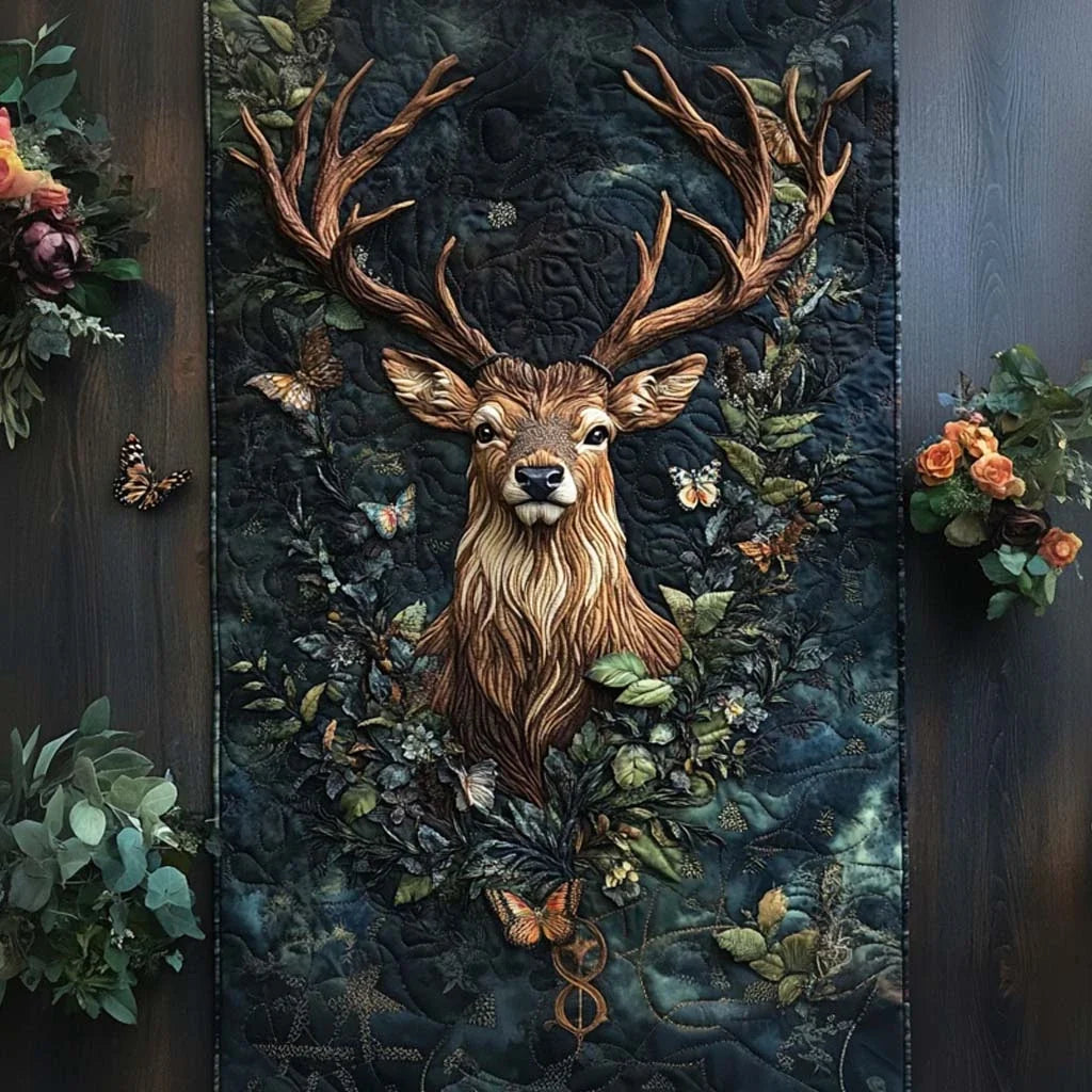 Stag in Bloom Quilted Table Runner
