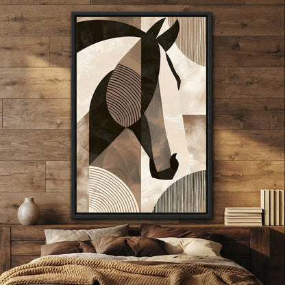 Stallion Reflected Through Geometric Planes Canvas Wall Art