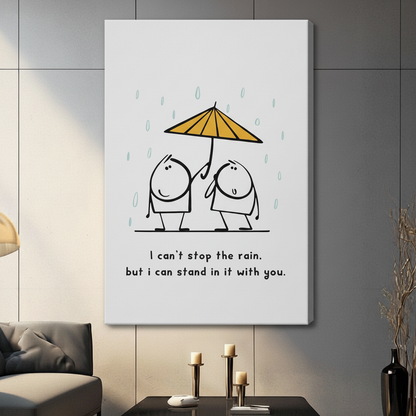 Stand in the Rain Couple Minimalist Canvas Art