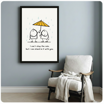 Stand in the Rain Couple Minimalist Canvas Art