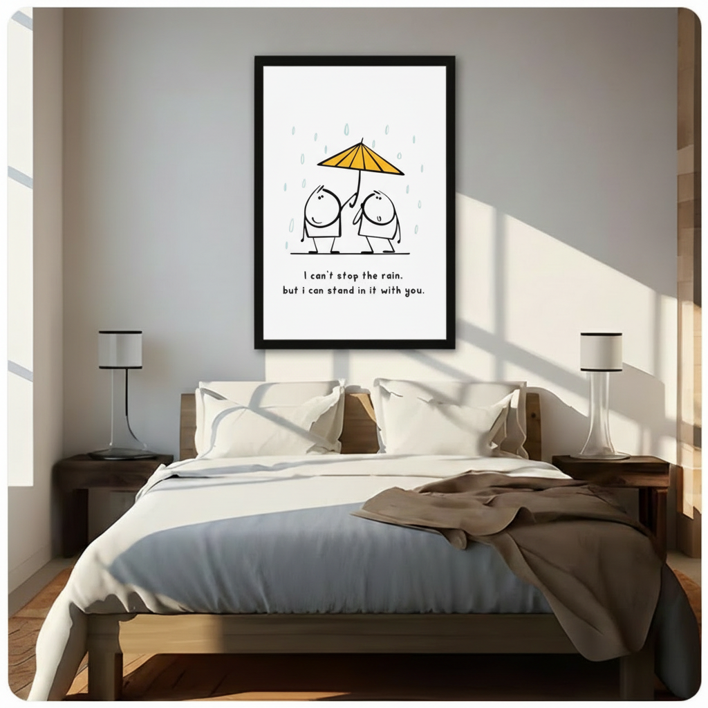 Stand in the Rain Couple Minimalist Canvas Art