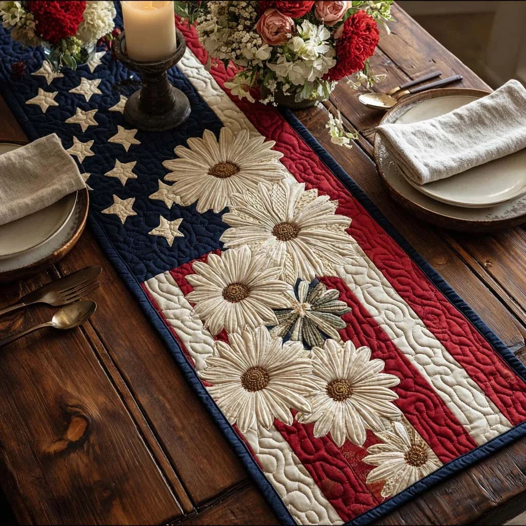Star Flower Meadow Quilted Table Runner