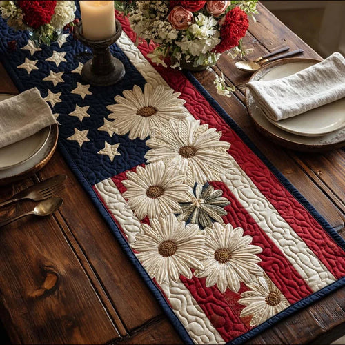 Star Flower Meadow Quilted Table Runner