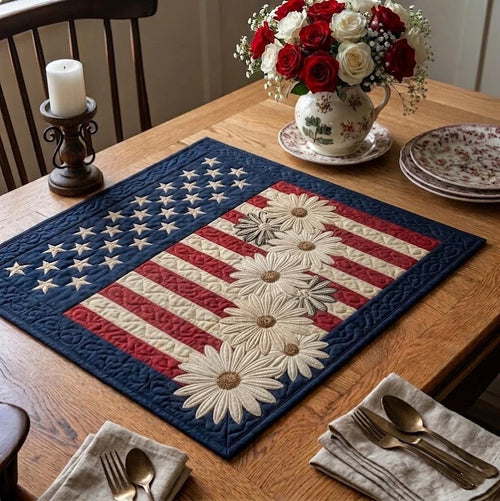 Star Flower Meadow Quilted Table Topper