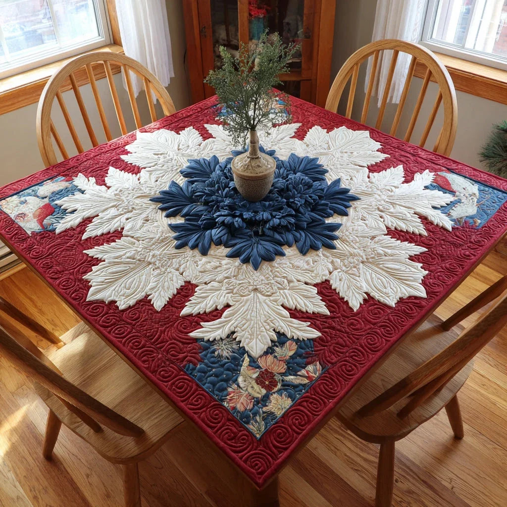 Starlight Snowflake Medallion Quilted Table Topper