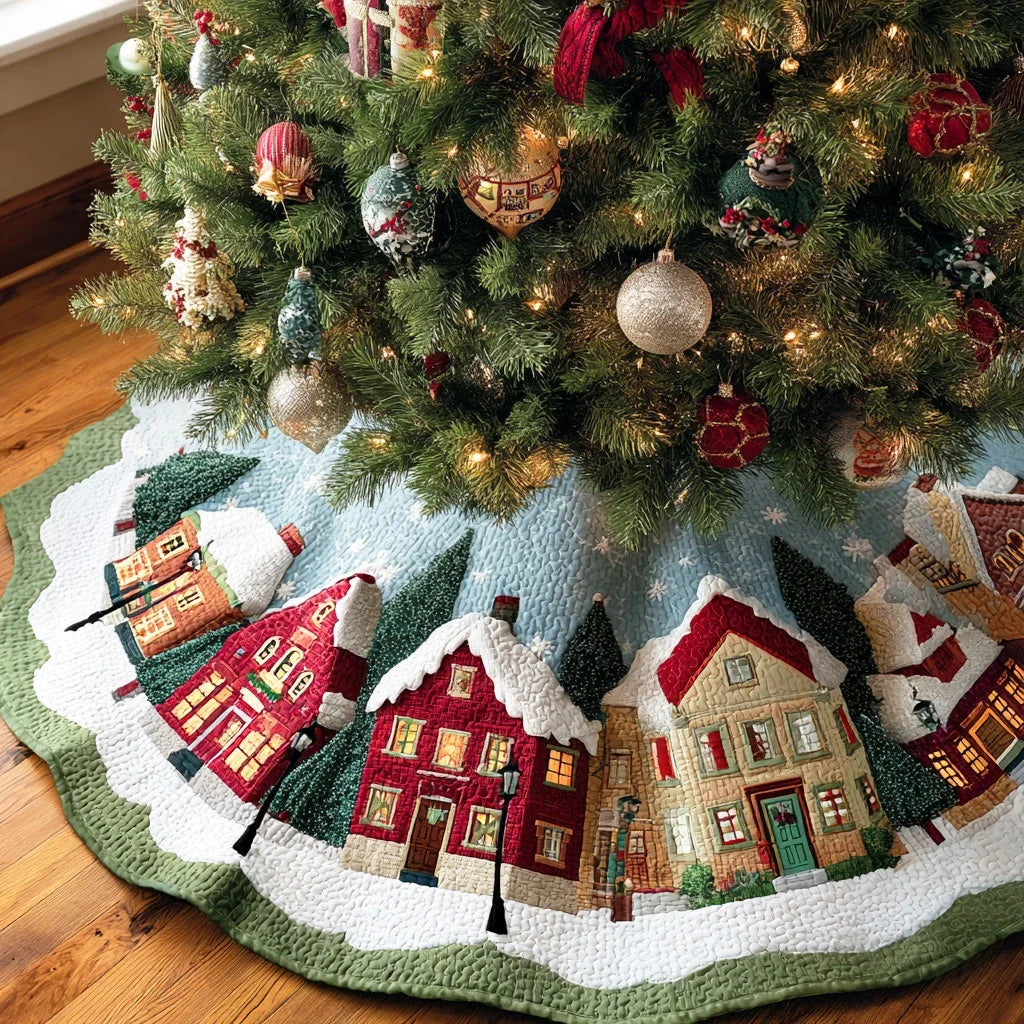 Starlit Winter Path Christmas Quilted Tree Skirt