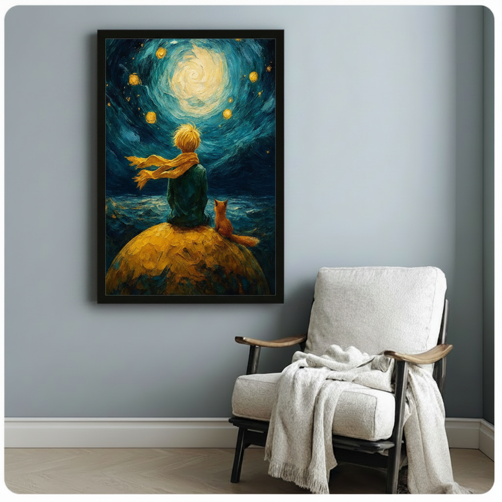 Little Prince Starry Night Van Gogh Canvas Art