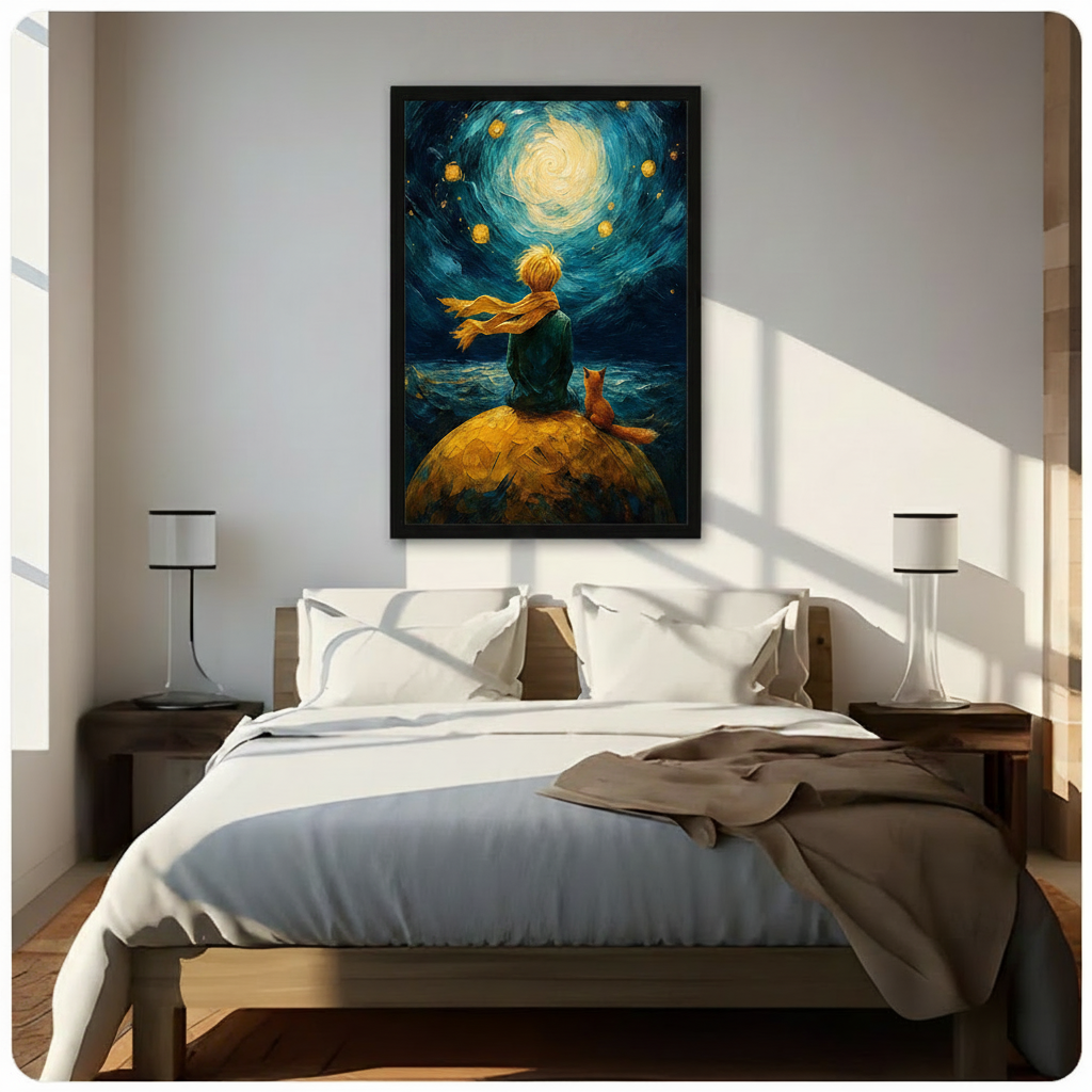 Little Prince Starry Night Van Gogh Canvas Art