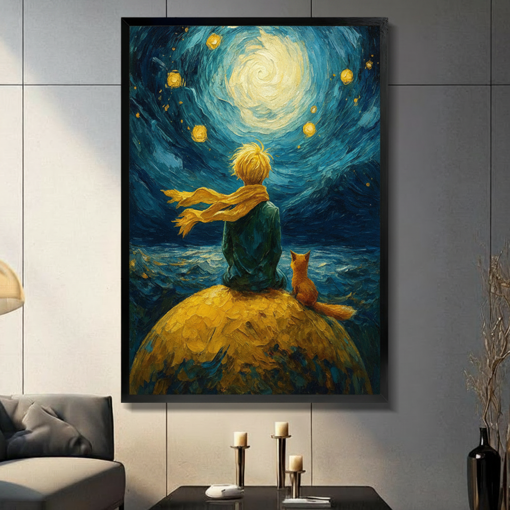 Little Prince Starry Night Van Gogh Canvas Art