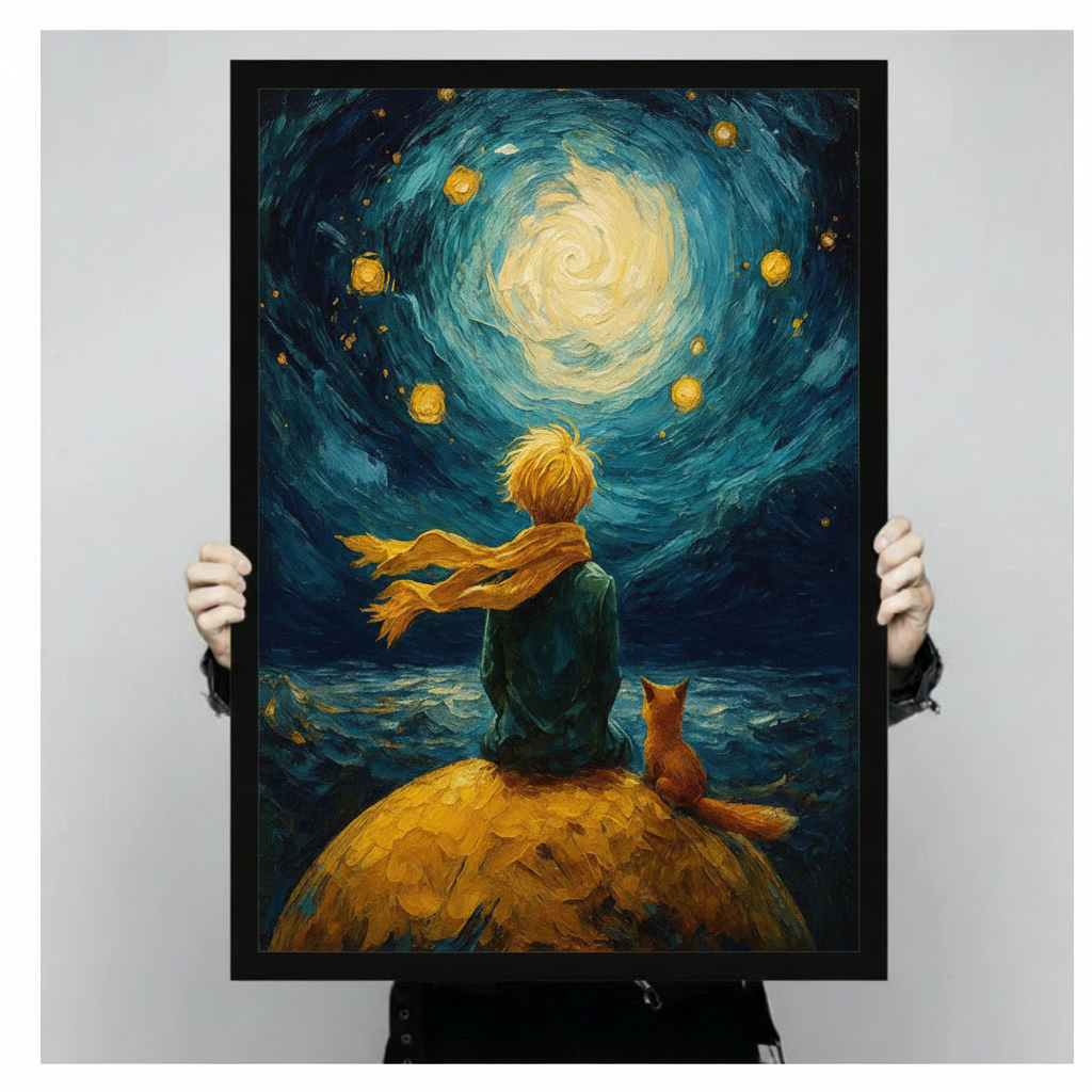 Little Prince Starry Night Van Gogh Canvas Art