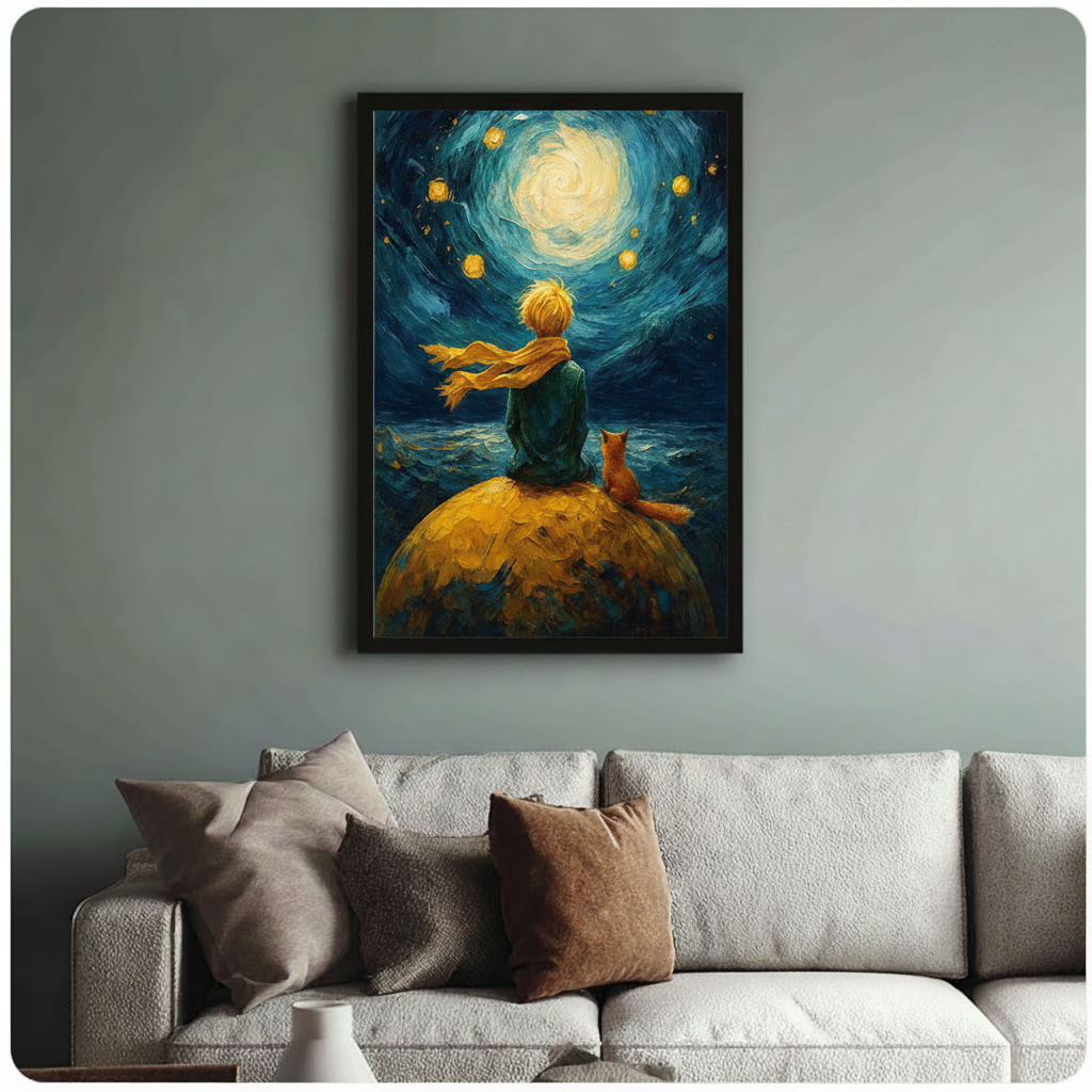 Little Prince Starry Night Van Gogh Canvas Art