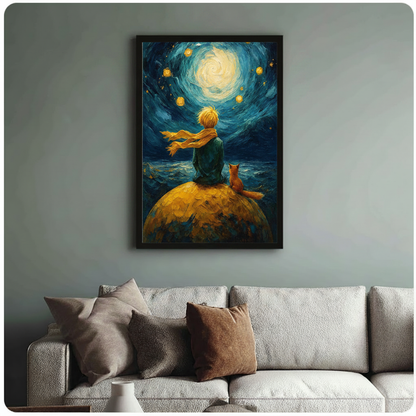 Little Prince Starry Night Van Gogh Canvas Art