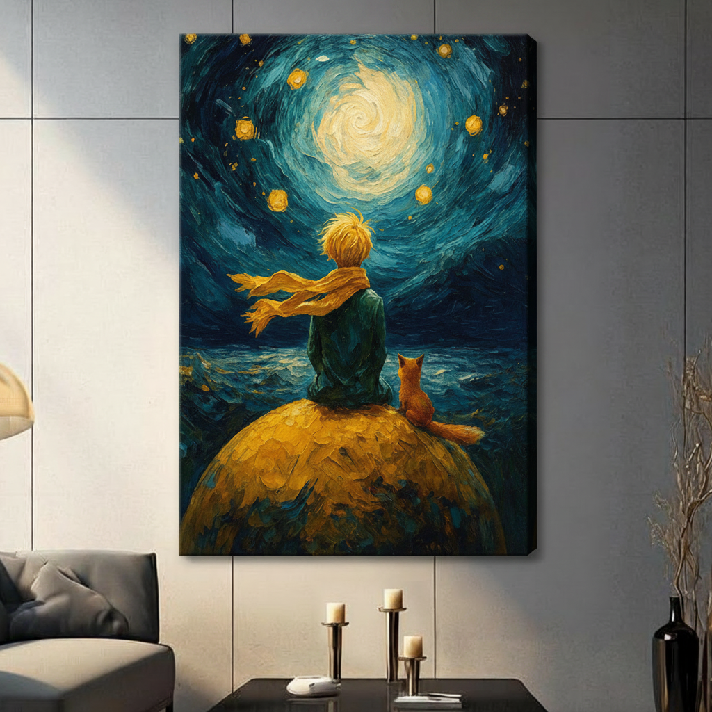 Little Prince Starry Night Van Gogh Canvas Art