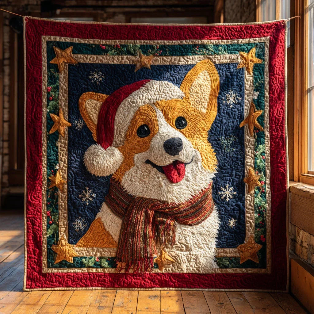 Starry Night Corgi Quilt Blanket