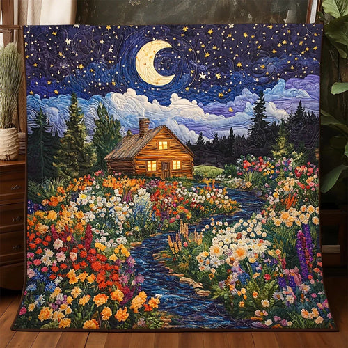 Starry Night Cottage Garden Quilt Blanket
