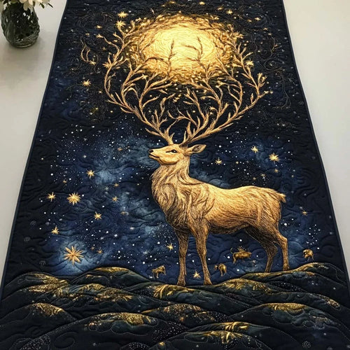 Starry Night Stag Quilted Table Runner