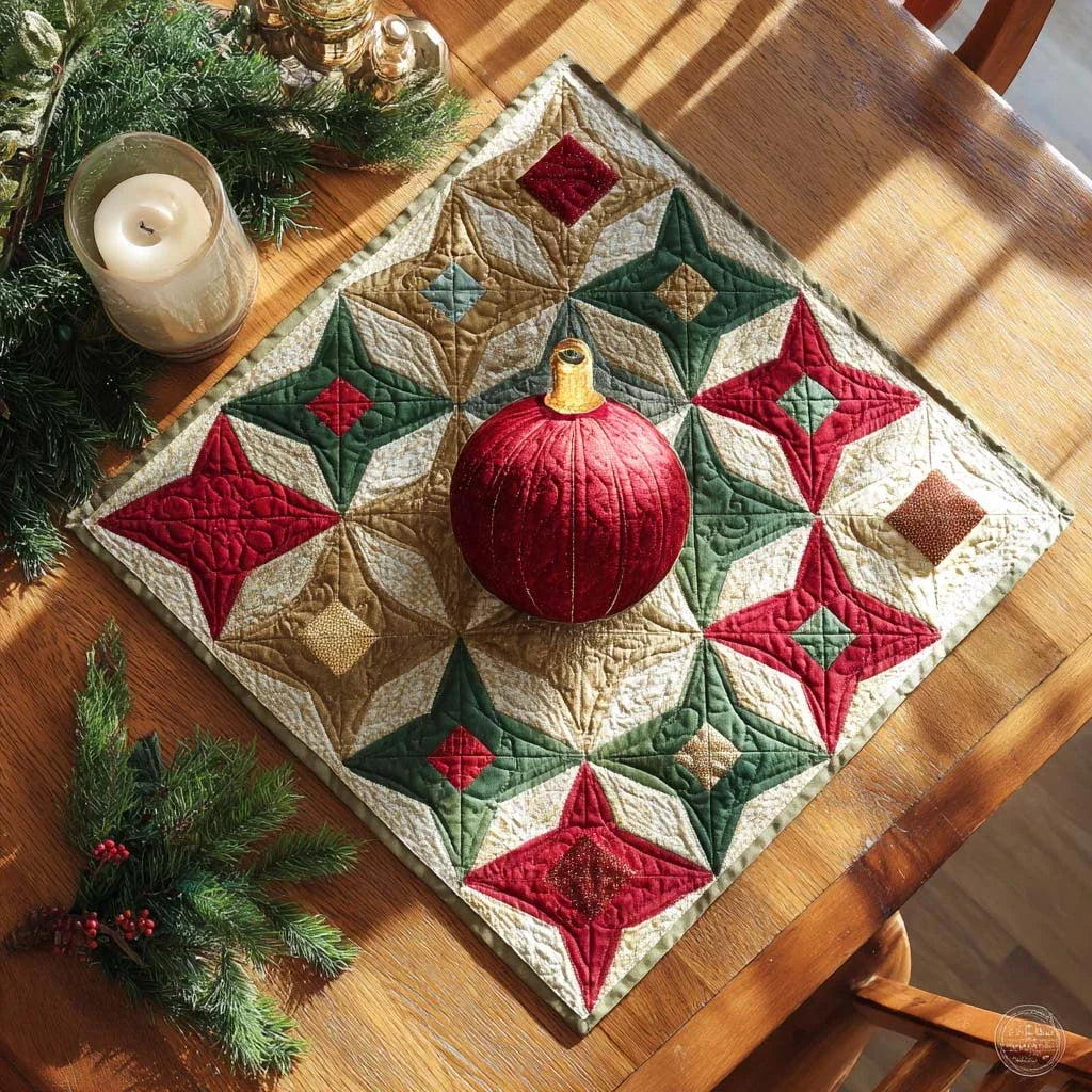 Starry Ornament Quilted Table Topper