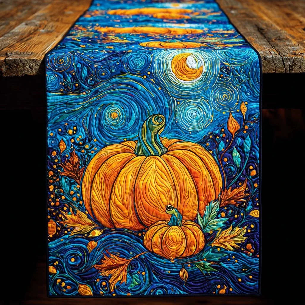 Starry Pumpkin Quilted Table Runner