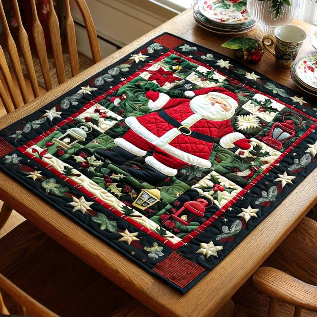 Starry Santa Night Quilted Table Topper