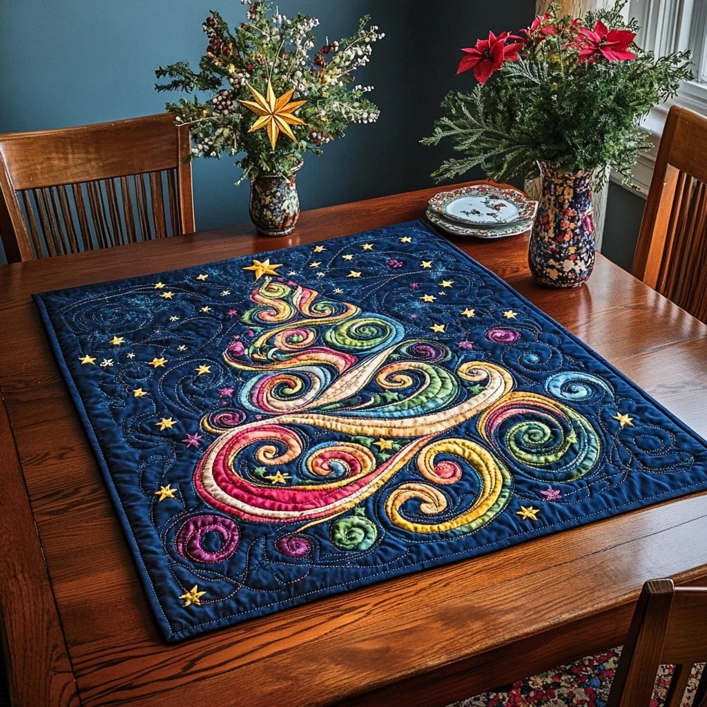 Starry Tree Quilted Table Topper