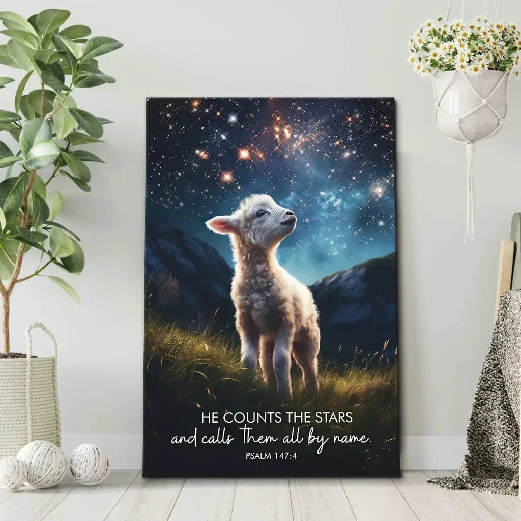 he counts the stars and calls them all by name psalm 147 4 wall art canvas (Landscape) (view 5)