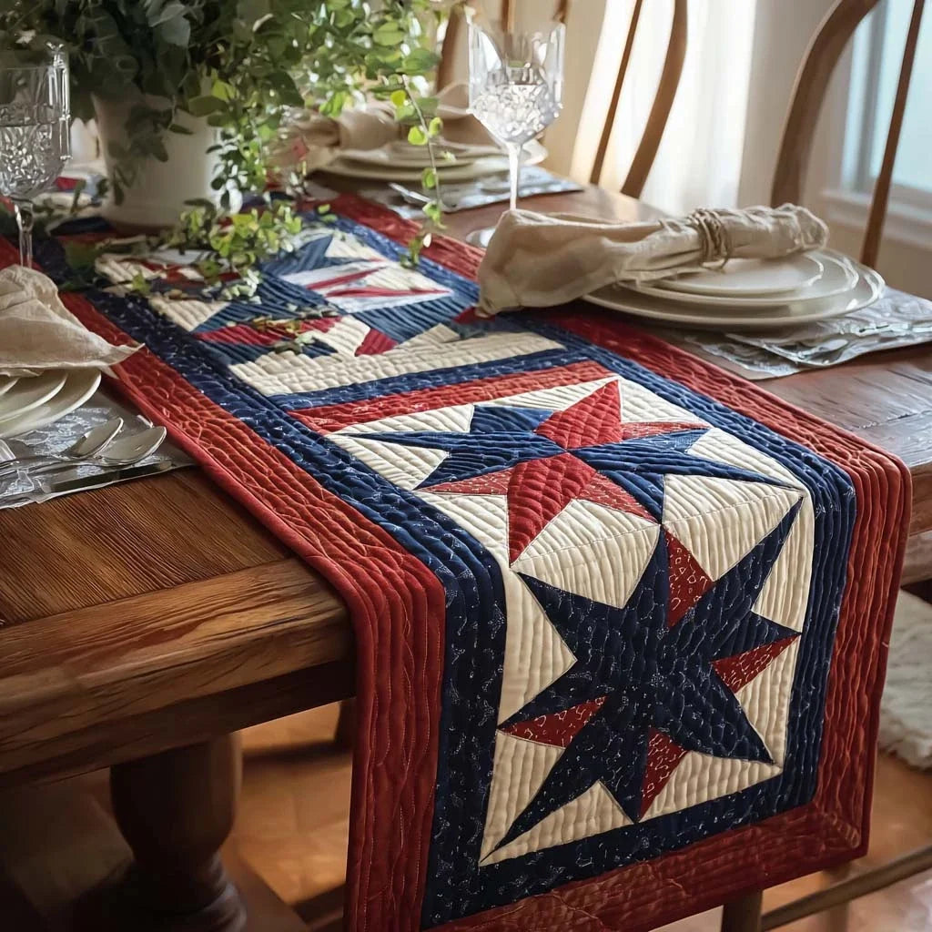 Stars and Stripes Quilted Table Runner