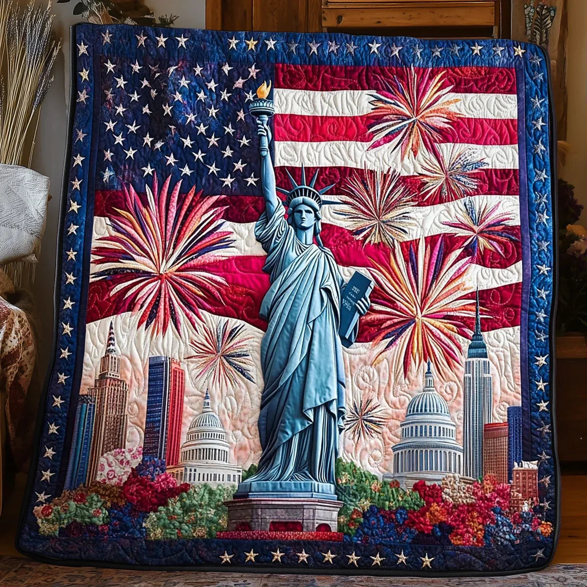 Stars Of Liberty Quilt Blanket