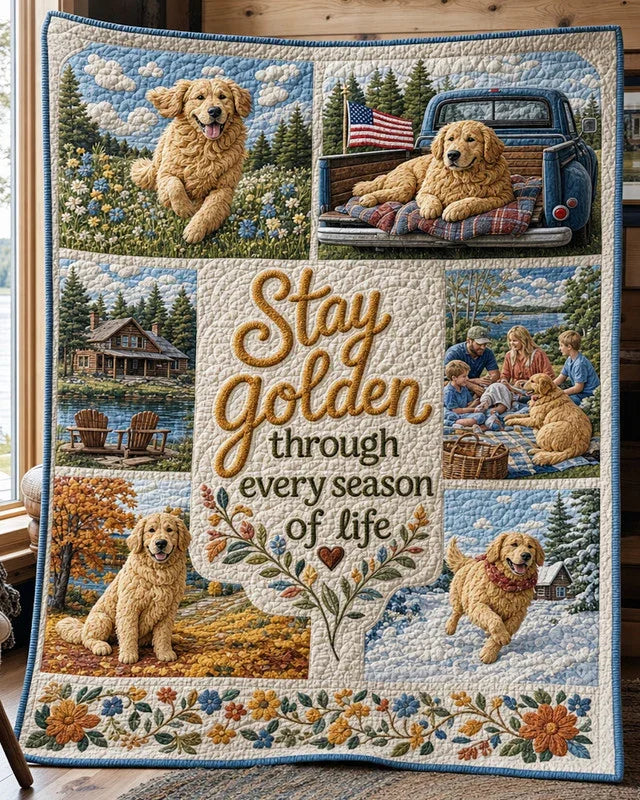 Stay Golden Quilt Blanket - Quilted Blanket by Wild and Way