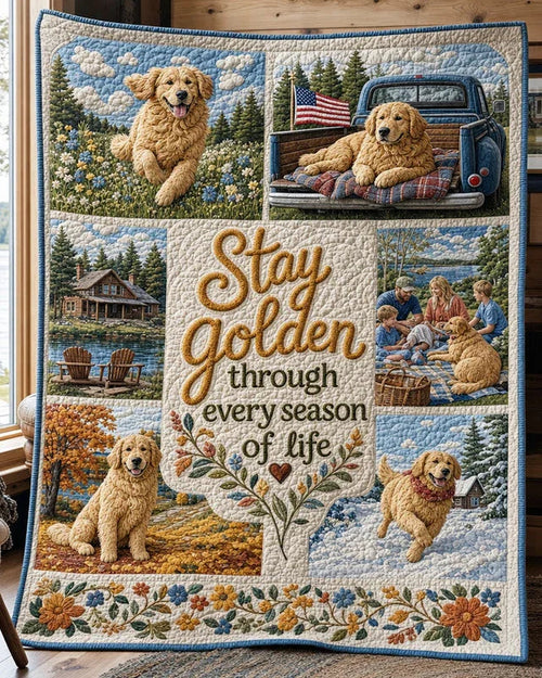 Stay Golden Quilt Blanket - Quilted Blanket by Wild and Way
