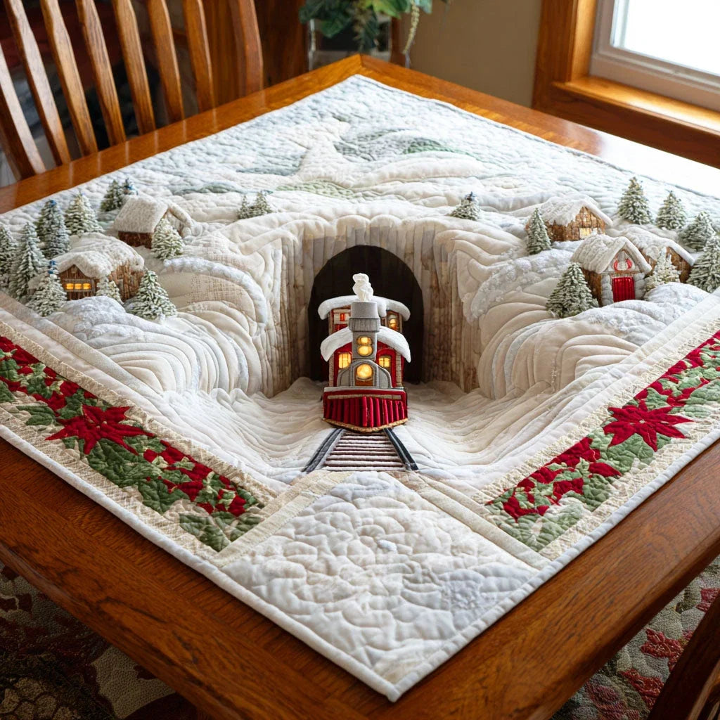 Steam Holiday Ride Quilted Table Topper