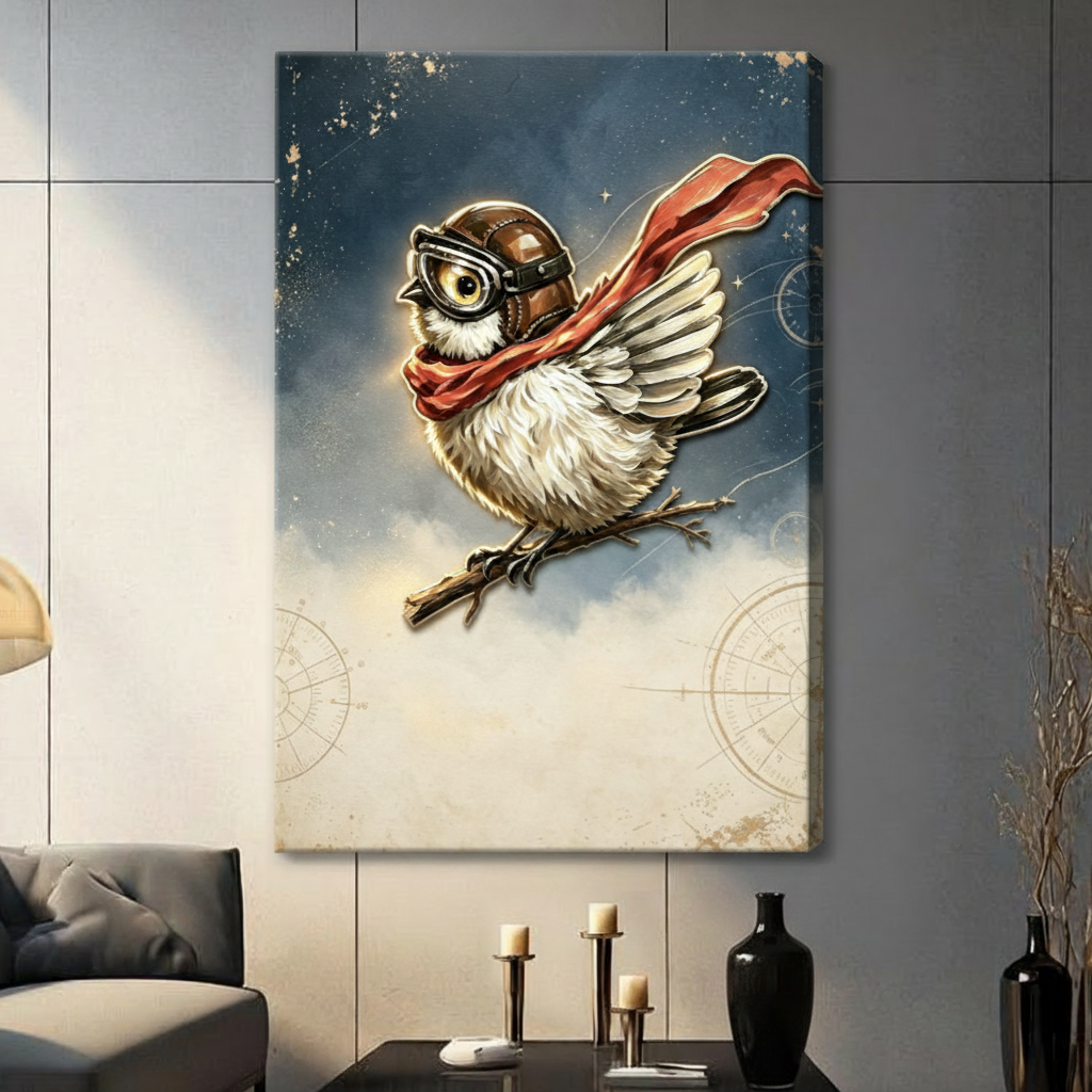 Steampunk Sparrow Aviator Adventure Canvas Art