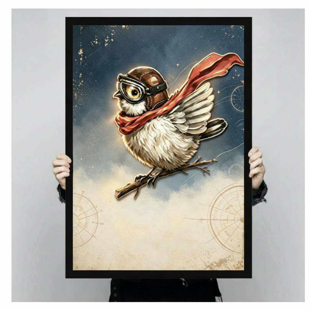 Steampunk Sparrow Aviator Adventure Canvas Art