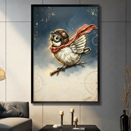 Steampunk Sparrow Aviator Adventure Canvas Art