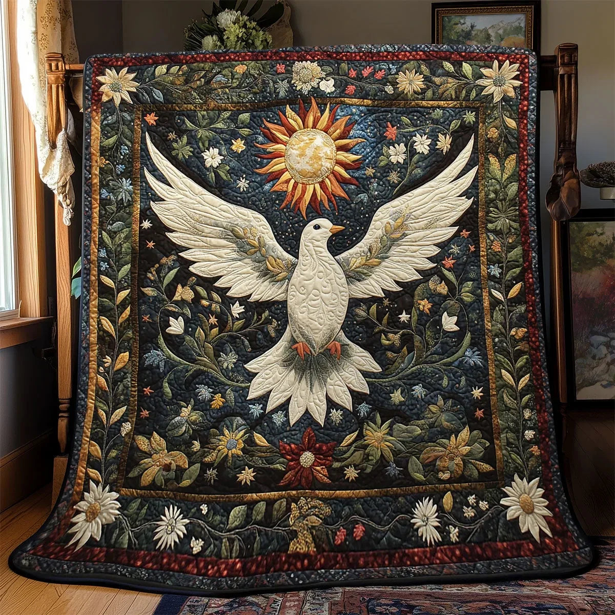 Stellar Peace Dove Quilt Blanket