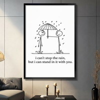 Stick Figure Rain Love Quote Canvas Print Wall Art