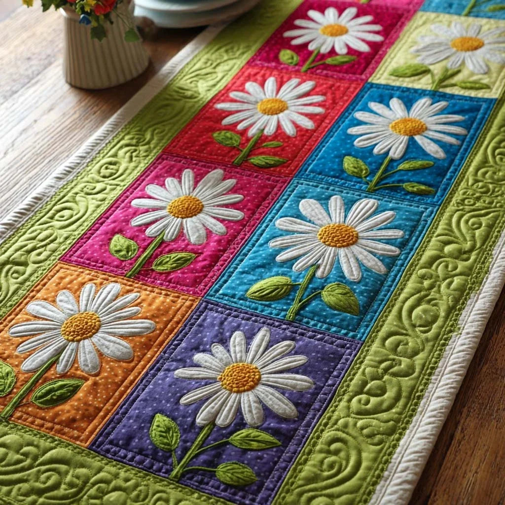 Stitched Botanica Quilted Table Runner