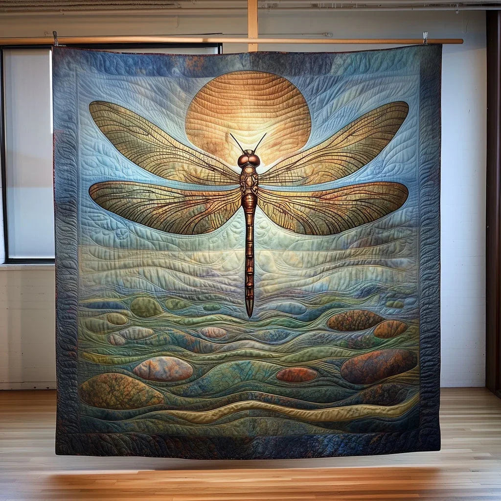 Stone Whisper Dragonfly Quilt Blanket