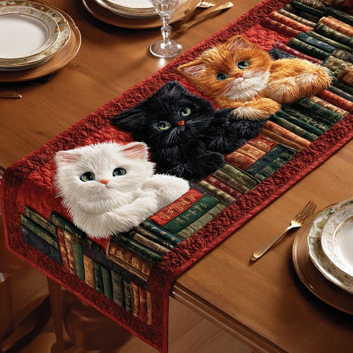 Story Cat Quilted Table Runner