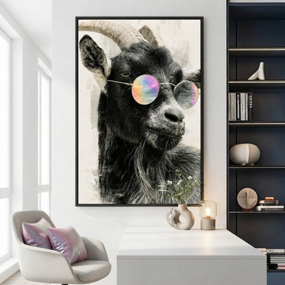 Stray Goat With A Painted Perspective Canvas Wall Art