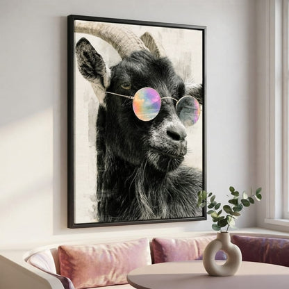 Stray Goat With A Painted Perspective Canvas Wall Art