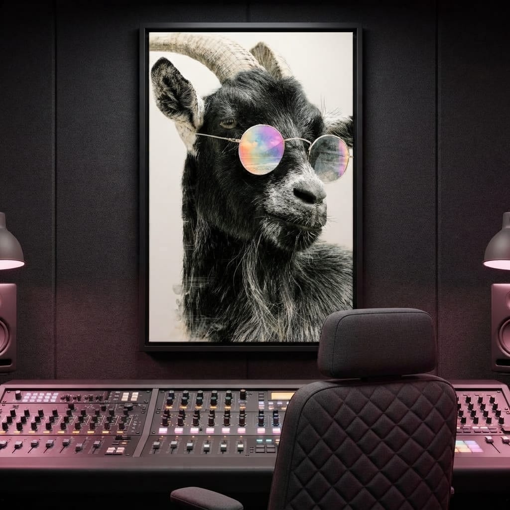 Stray Goat With A Painted Perspective Canvas Wall Art