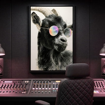Stray Goat With A Painted Perspective Canvas Wall Art