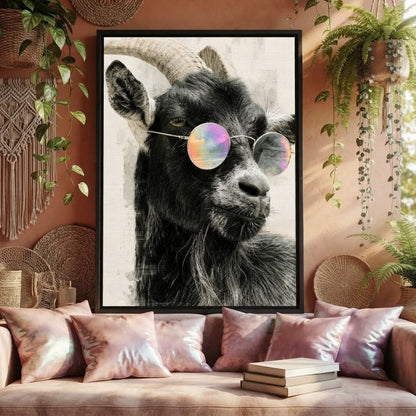 Stray Goat With A Painted Perspective Canvas Wall Art
