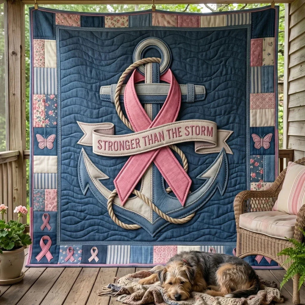 Stronger Than The Storm Anchor Quilt Blanket