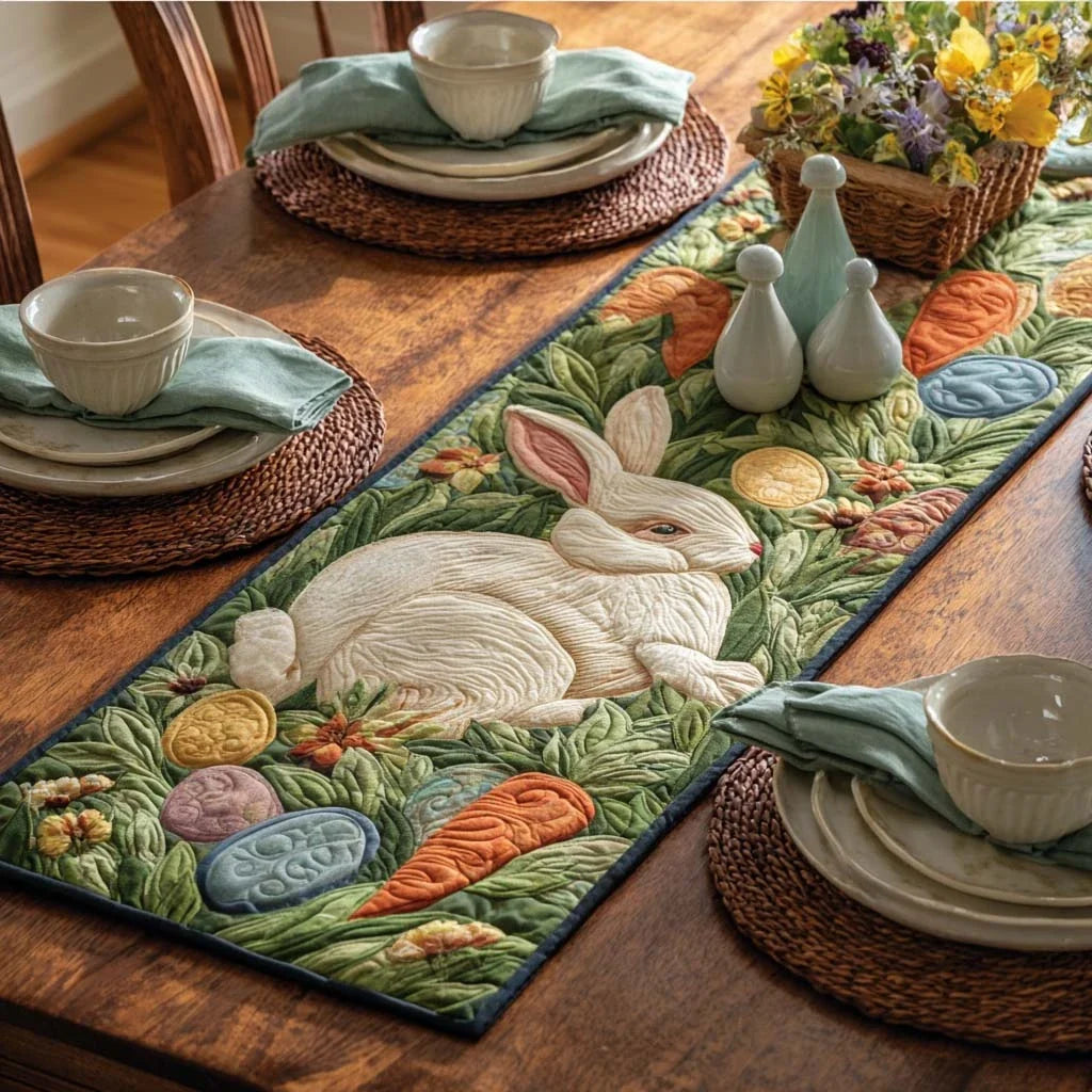 Stubborn Bunny Parade Quilted Table Runner