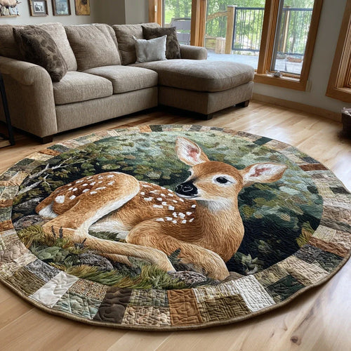 Stump Fawn Quilted Round Mat